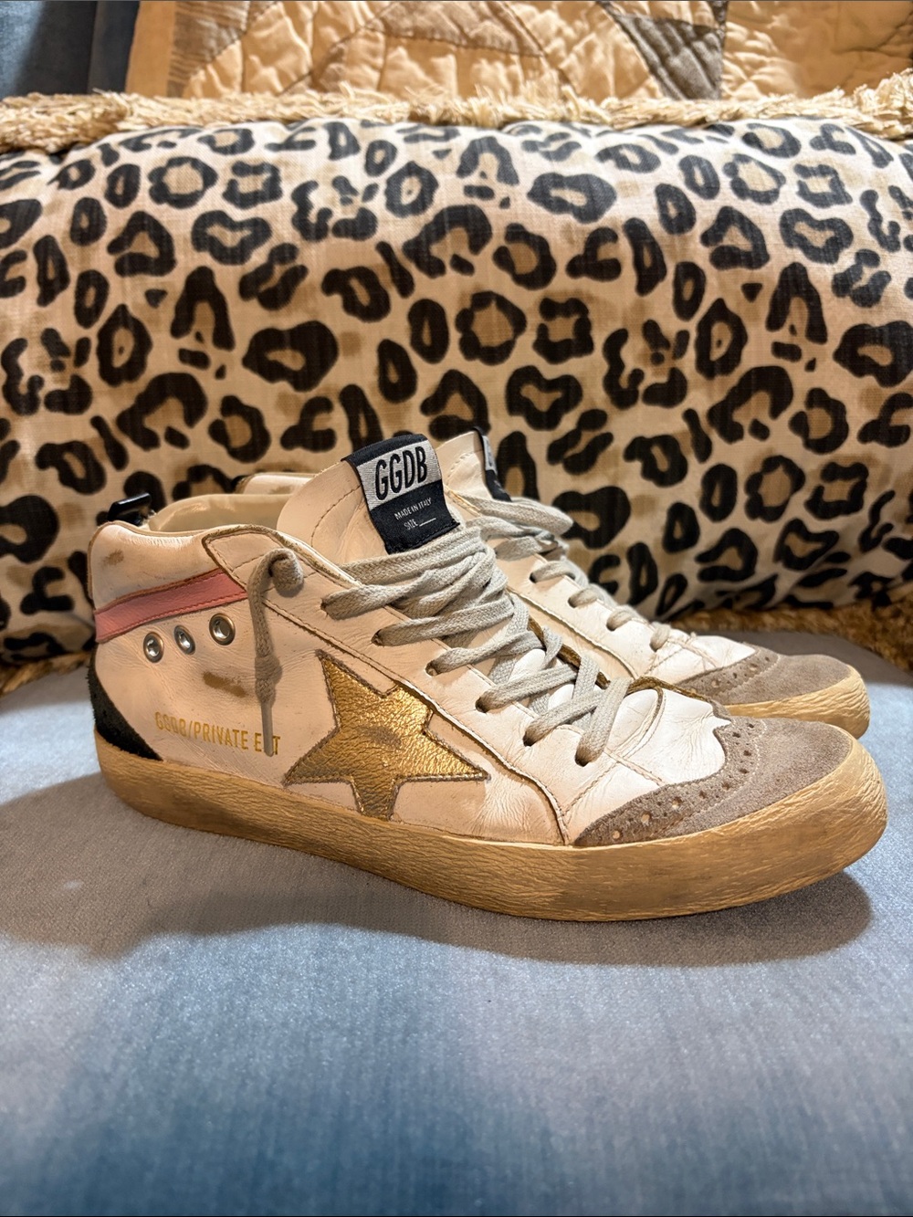 Golden Goose Midstar White Leather 'Superstar' Sneakers with Gold Star